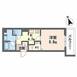 ドエルエルガー 1Kの間取図画像