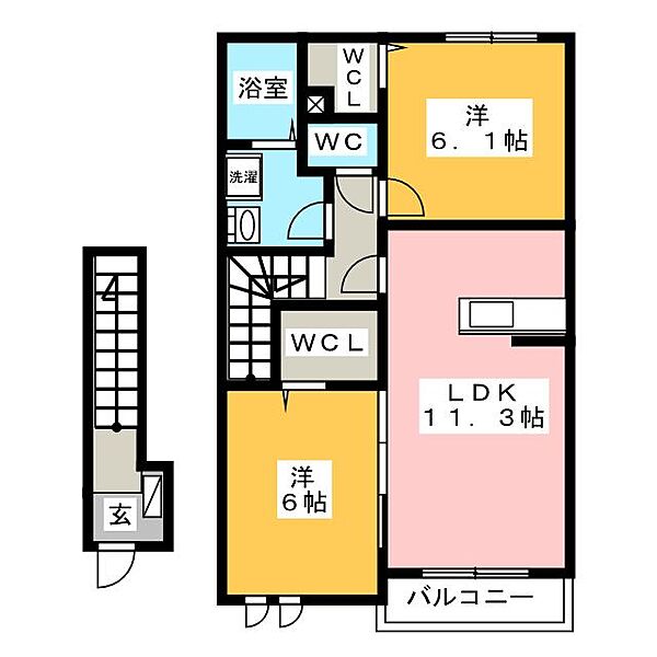 クラール ｜岐阜県大垣市本今町(賃貸アパート2LDK・2階・57.63㎡)の写真 その2