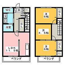 ノース・フィールド深池　Ｂ棟  ｜ 岐阜県大垣市深池町（賃貸テラスハウス3LDK・1階・74.52㎡） その2