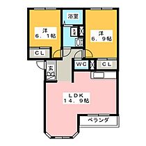 ヴィラルミナス　Ｂ棟  ｜ 岐阜県養老郡養老町高田（賃貸アパート2LDK・2階・59.40㎡） その2