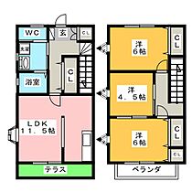 ノース・フィールド深池　Ａ棟  ｜ 岐阜県大垣市深池町（賃貸テラスハウス3LDK・2階・74.52㎡） その2