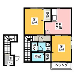 ガーデンヒルズA 2DKの間取図画像