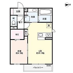 メゾン令和 2階1LDKの間取り
