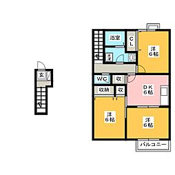 ソレアードA 3DKの間取図画像