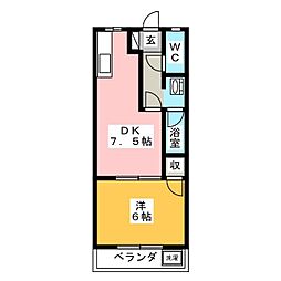 グリーンハウスミキ 1DKの間取図画像