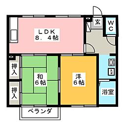 メイフェア・サウス 2DKの間取図画像