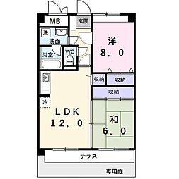 リバーサイドWillow 2LDKの間取図画像