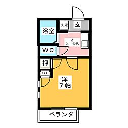 ビレッジK2 1Kの間取図画像