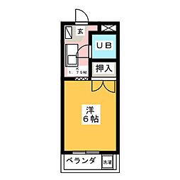 ハウスロイヤル2 1Kの間取図画像