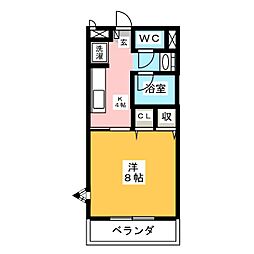 ノーブルFUJIIB 1Kの間取図画像