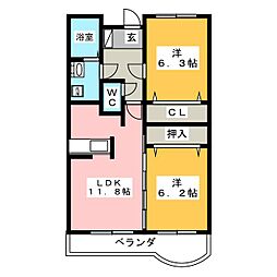 セレニータC 2LDKの間取図画像