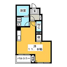 リフルアヤカ ワンルームの間取図画像