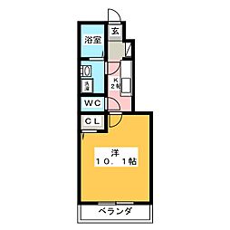 グレイシャス 1Kの間取図画像