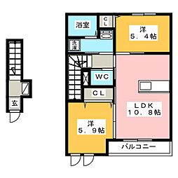リアン 2LDKの間取図画像