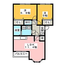 プリモディーネ 2LDKの間取図画像