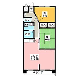 パークサイドHONDA 2LDKの間取図画像