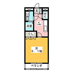 アグレスト・1 1Kの間取図画像
