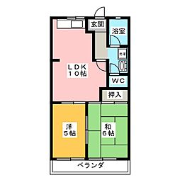 メゾン.ブランシェ吉田A 2LDKの間取図画像