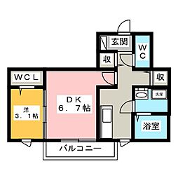 サンシティ伝馬町 1DKの間取図画像
