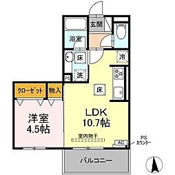 大垣市築捨町1丁目アパート 1LDKの間取図画像