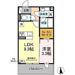 大垣市築捨町1丁目アパート 1LDKの間取図画像