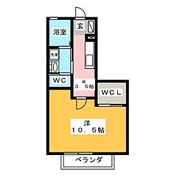 グランセゾン 1Kの間取図画像