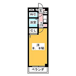 ハイツクオーレ 1Kの間取図画像