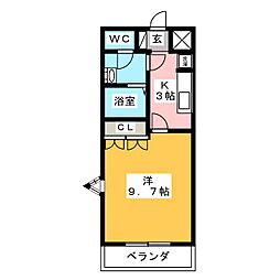 エルミタージュ1 1Kの間取図画像