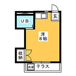 第二エポックハイツ ワンルームの間取図画像