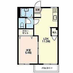 養老パークハウスA 1LDKの間取図画像