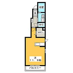 グレイスブローテ ワンルームの間取図画像