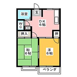コーポ佐藤 2DKの間取図画像