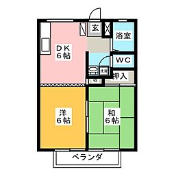 サンシティくぜB 2DKの間取図画像
