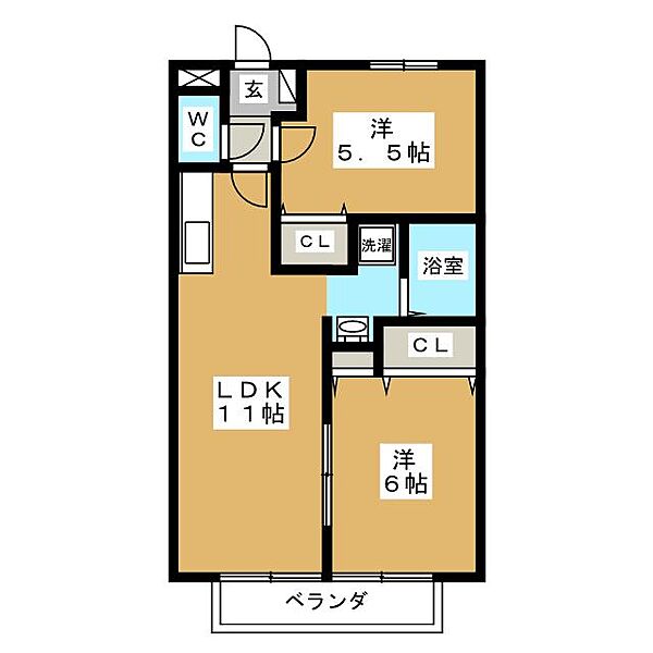 クオリア　Ｂ ｜岐阜県揖斐郡池田町本郷(賃貸アパート2LDK・1階・51.37㎡)の写真 その2