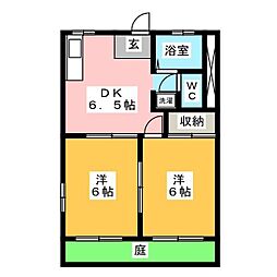 なにわハイツ　Ｂ 1階2DKの間取り