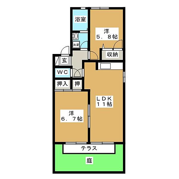 サンハイム神田　Ｃ ｜岐阜県不破郡垂井町東神田１丁目(賃貸アパート2LDK・1階・54.95㎡)の写真 その2