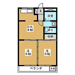 加賀野コーポ 2DKの間取図画像