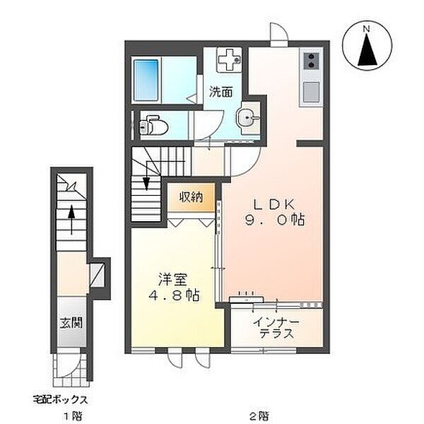 ヴァイオレット 202｜岐阜県大垣市中野町５丁目(賃貸マンション1LDK・2階・42.23㎡)の写真 その2