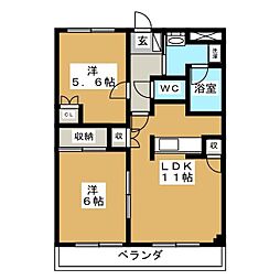 アメニティパークC 2LDKの間取図画像