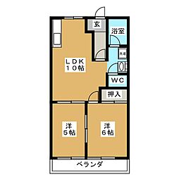 ロイヤルハイツ・廣瀬100 2LDKの間取図画像