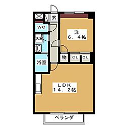 ハイツ功城 1LDKの間取図画像