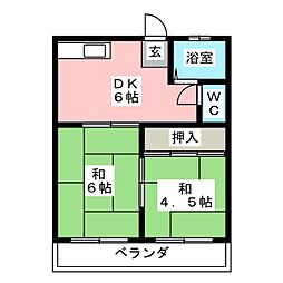 コーポちほ 2DKの間取図画像