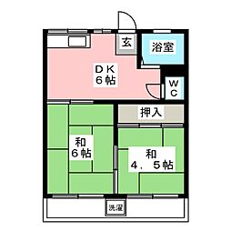 コーポちほ 2DKの間取図画像