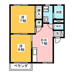 グリーンパーク玉池A 2DKの間取図画像