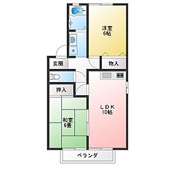 レジデンスクマノ 2LDKの間取図画像