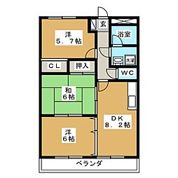メイプルハウス 3DKの間取図画像