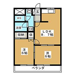 マジョリカ・ハウス 2LDKの間取図画像