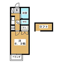 パルテネール中野 1Kの間取図画像