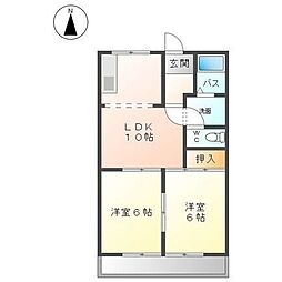 メゾンドージョイフルB 2LDKの間取図画像