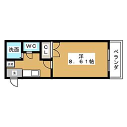 フラッツB 1Kの間取図画像